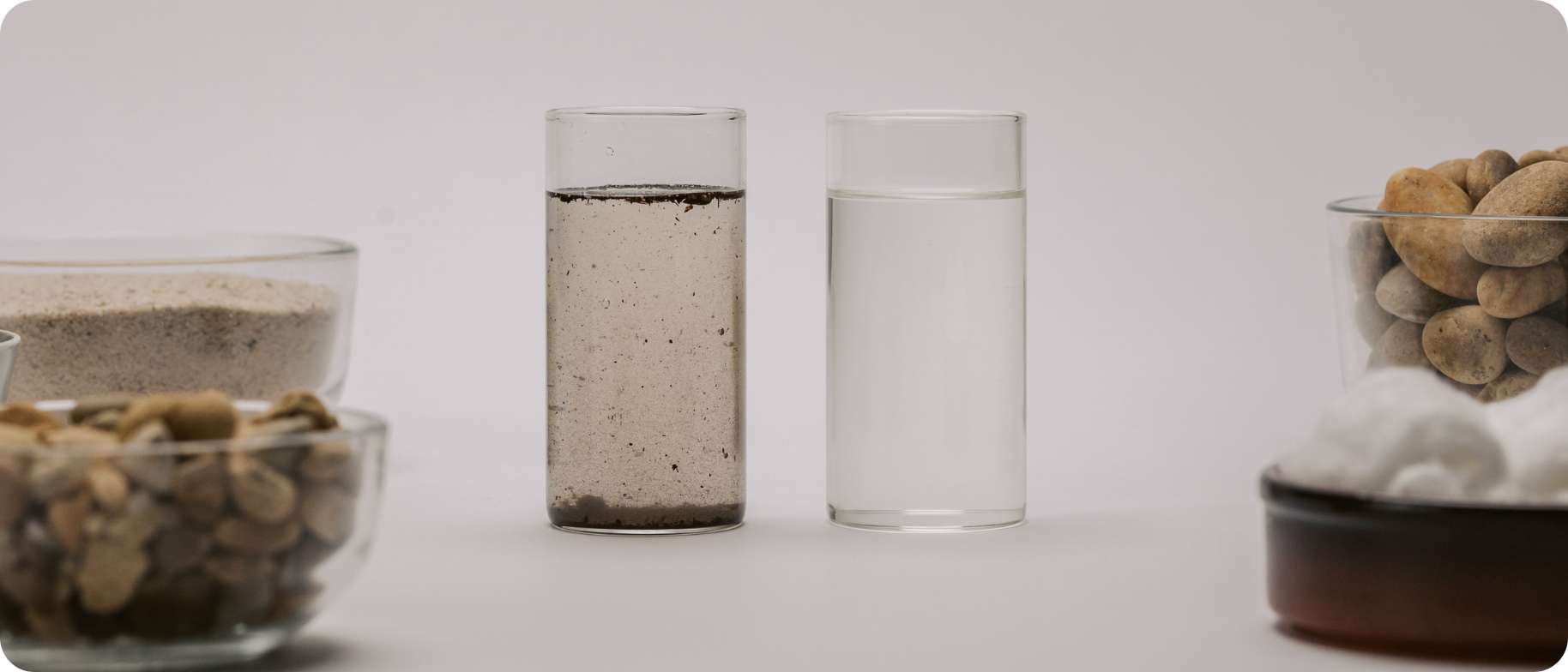 filtrace voda sklenky